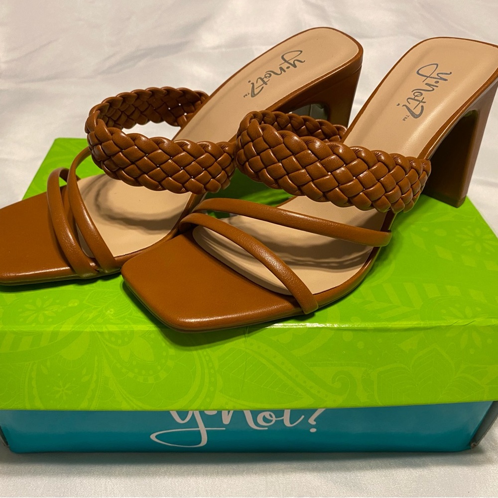 Brown strappy heels